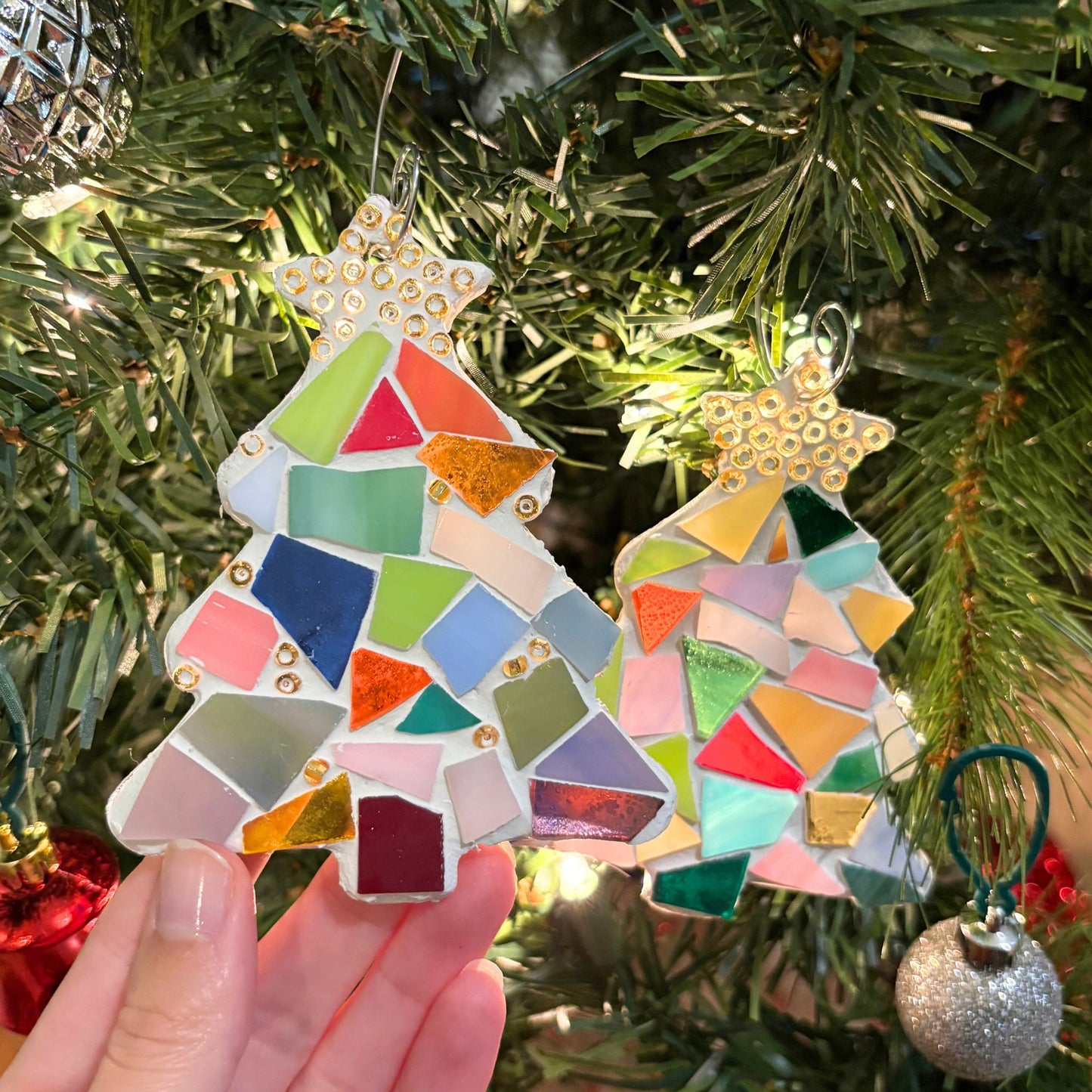 DIY Set of 2 Stained Glass Mosaic Ornament