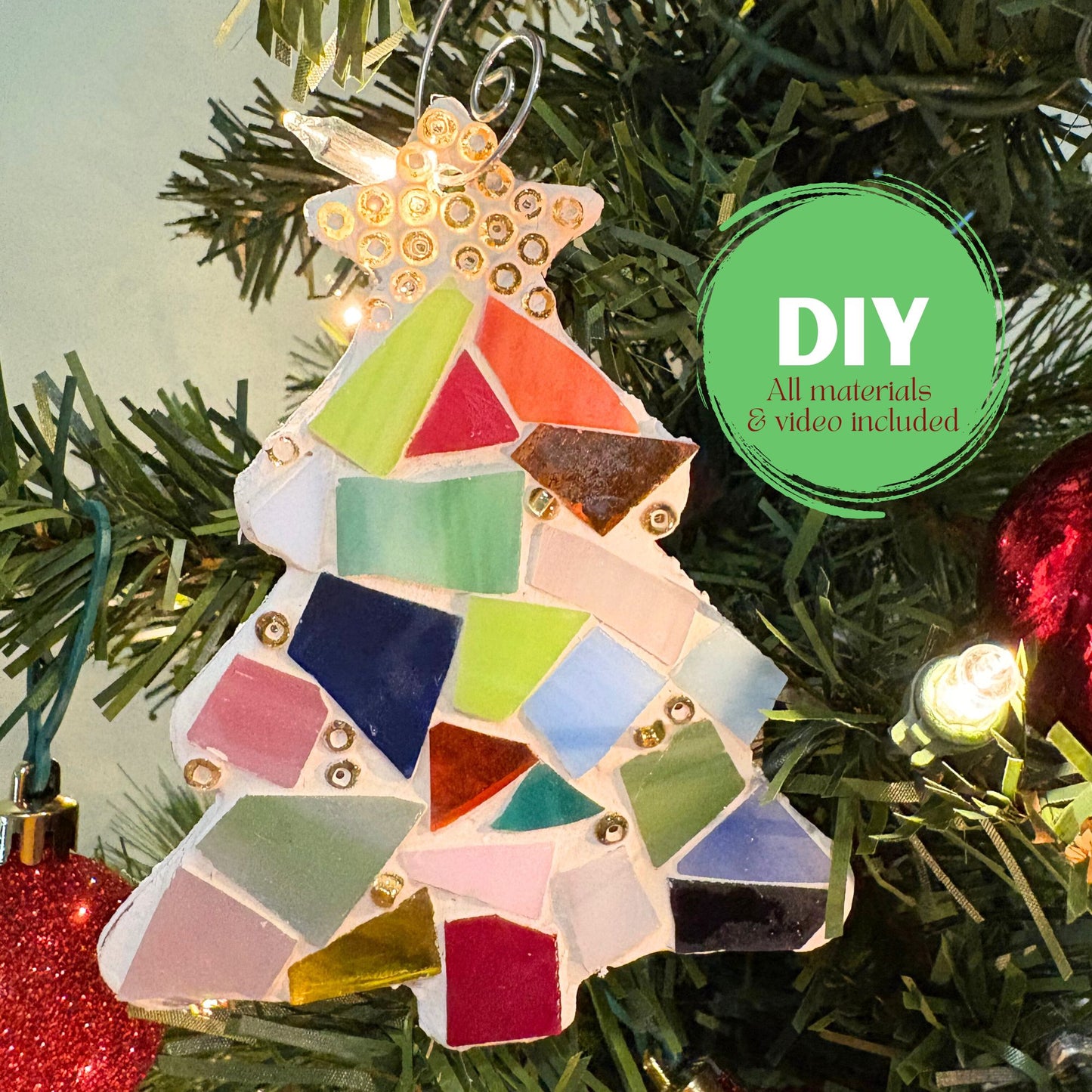 DIY Set of 2 Stained Glass Mosaic Ornament