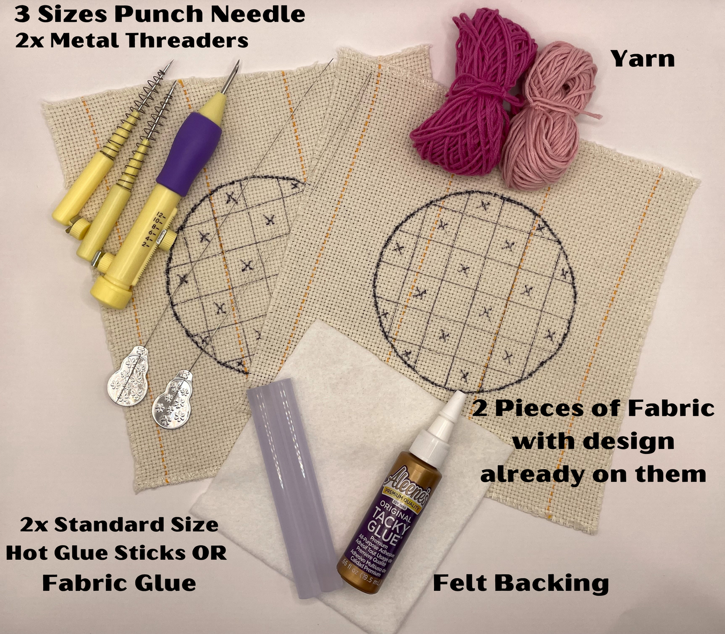 DIY Pink Checkerboard Mug Coaster Punch Needle Kit