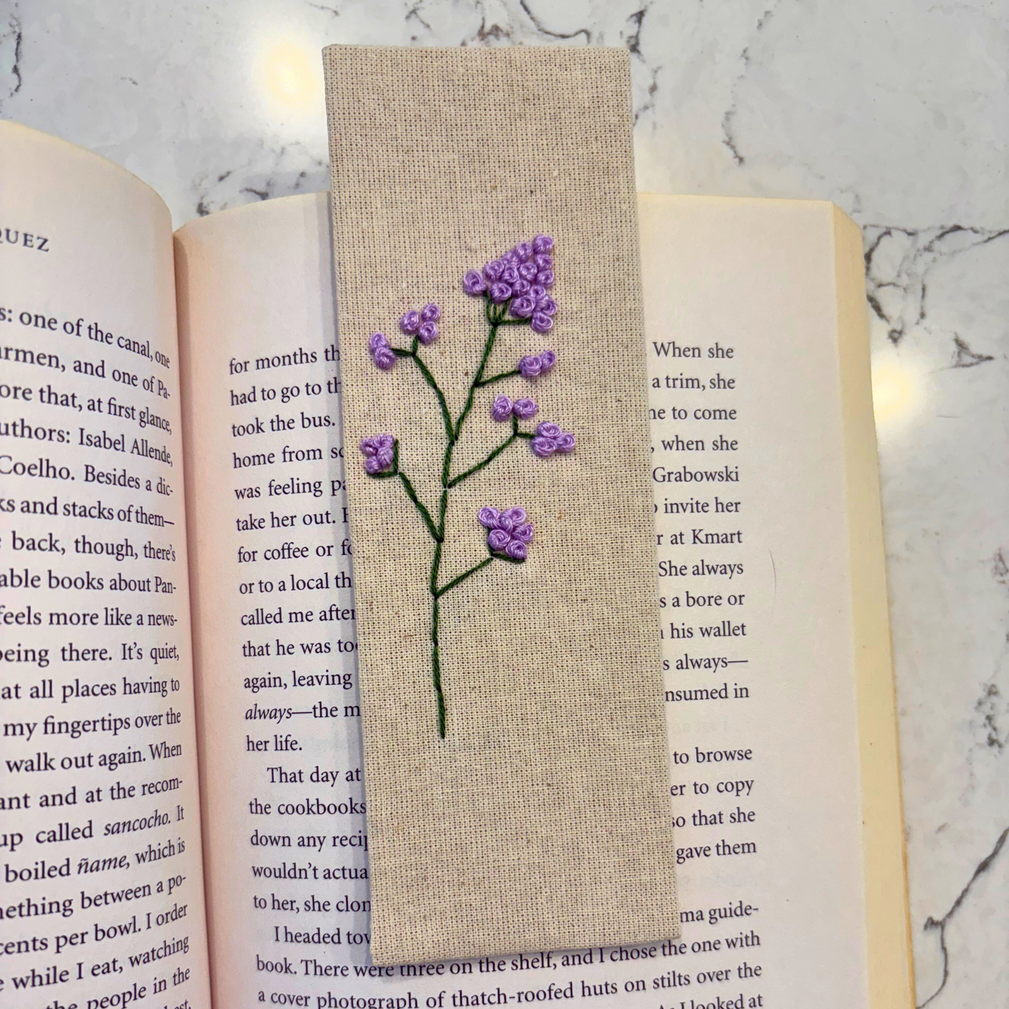 Hand-Embroidered Simple Flower Bookmark