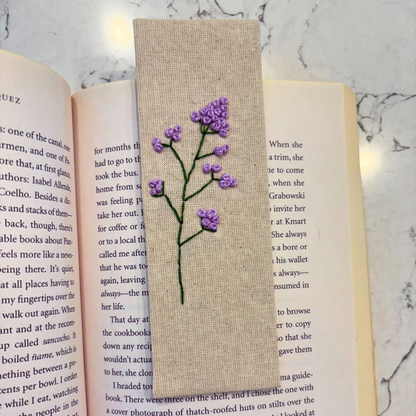 Hand-Embroidered Simple Flower Bookmark