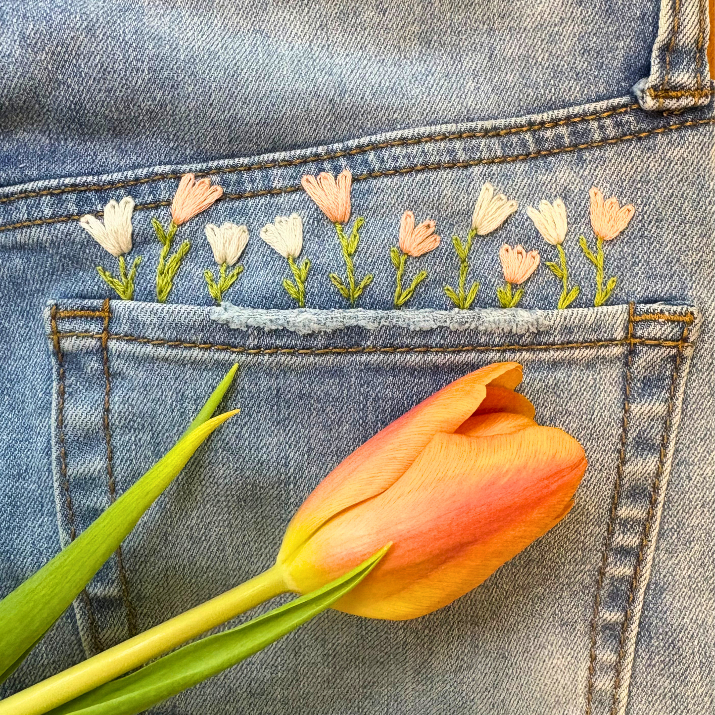 DIY Jean Pocket Floral Embroidery Kit