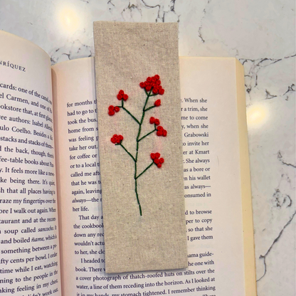 Hand-Embroidered Simple Flower Bookmark