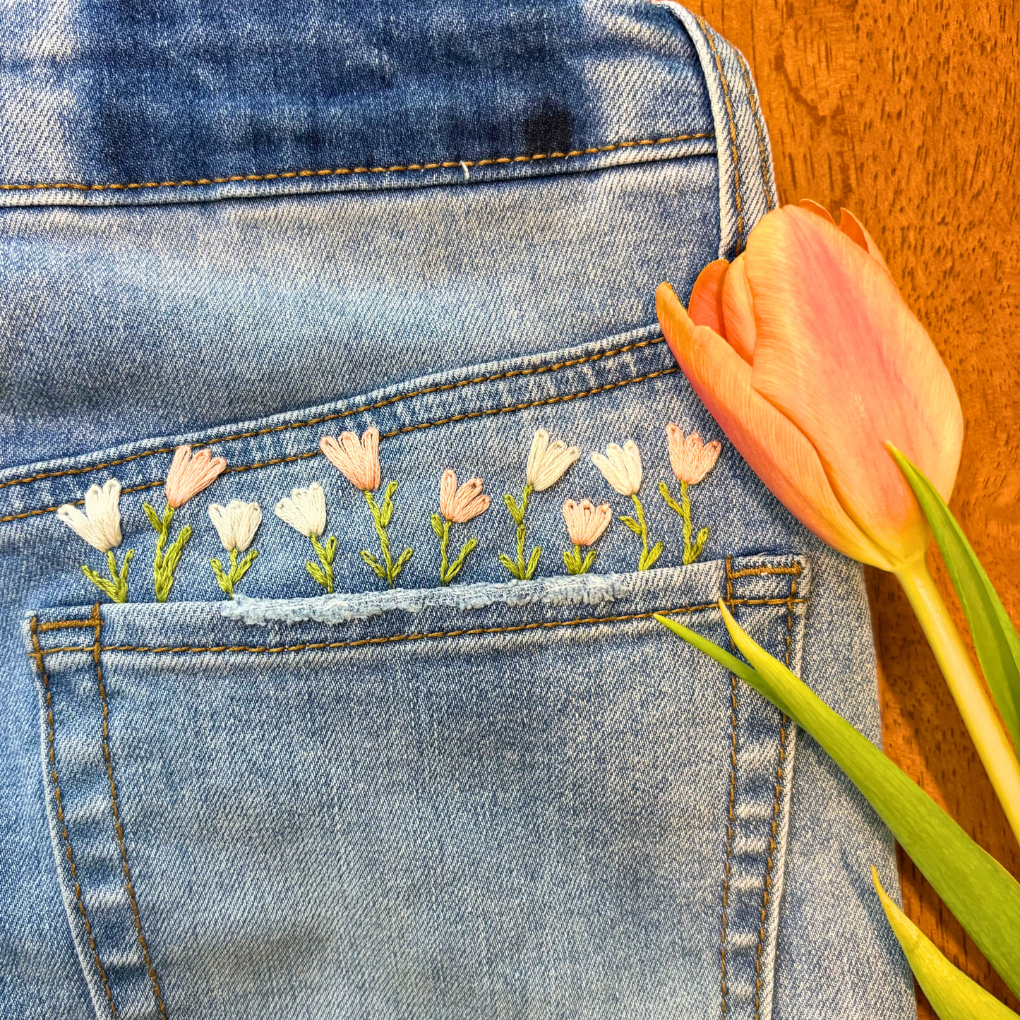 DIY Jean Pocket Floral Embroidery Kit