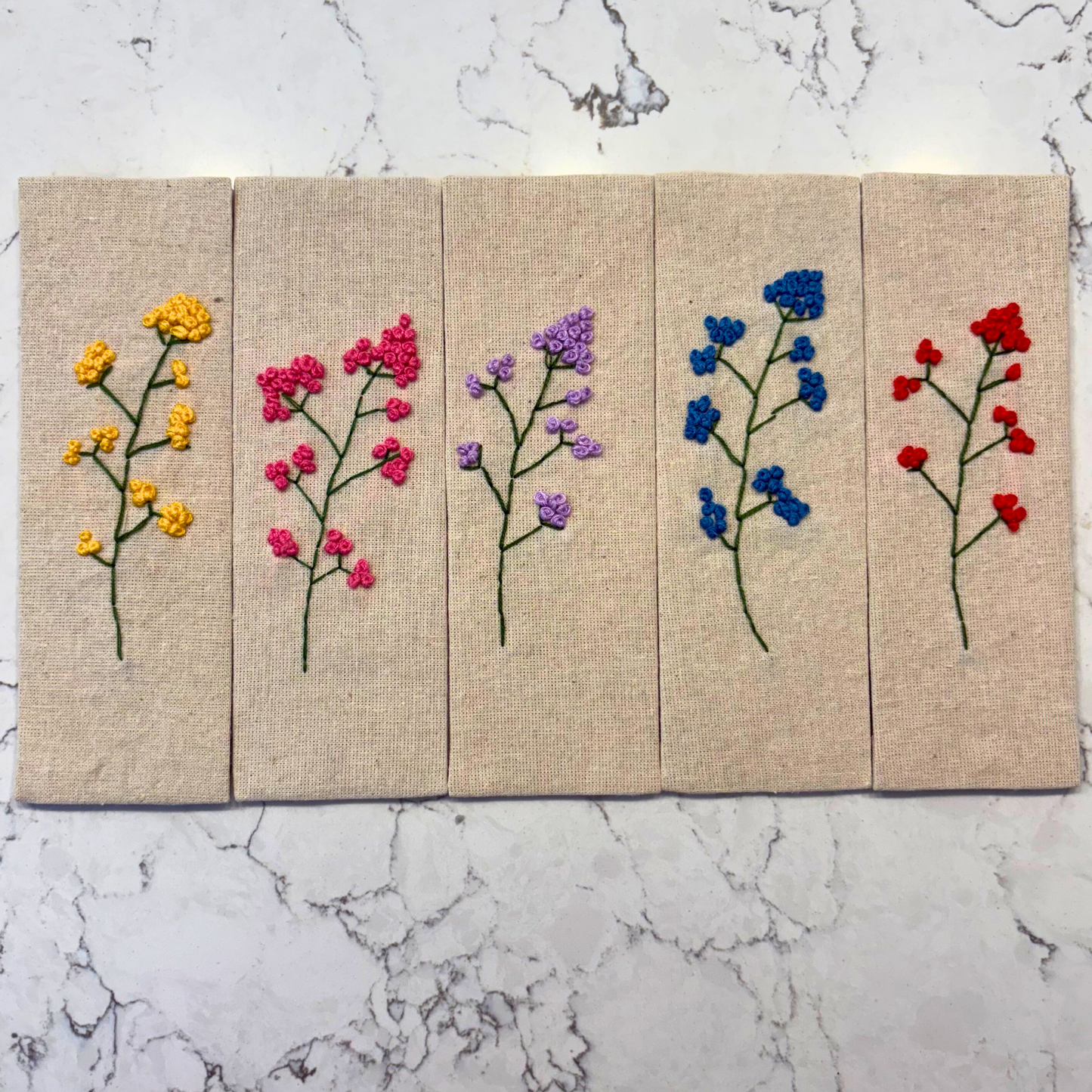 Hand-Embroidered Simple Flower Bookmark