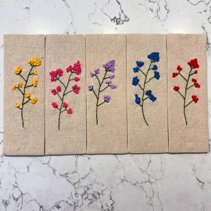 Hand-Embroidered Simple Flower Bookmark