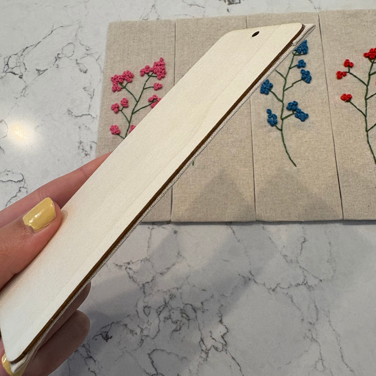 Hand-Embroidered Simple Flower Bookmark