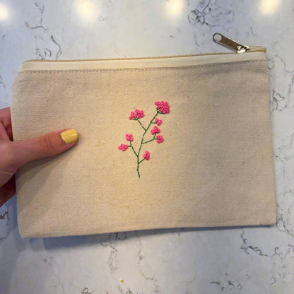 Hand-Embroidered Simple Flower Clutch