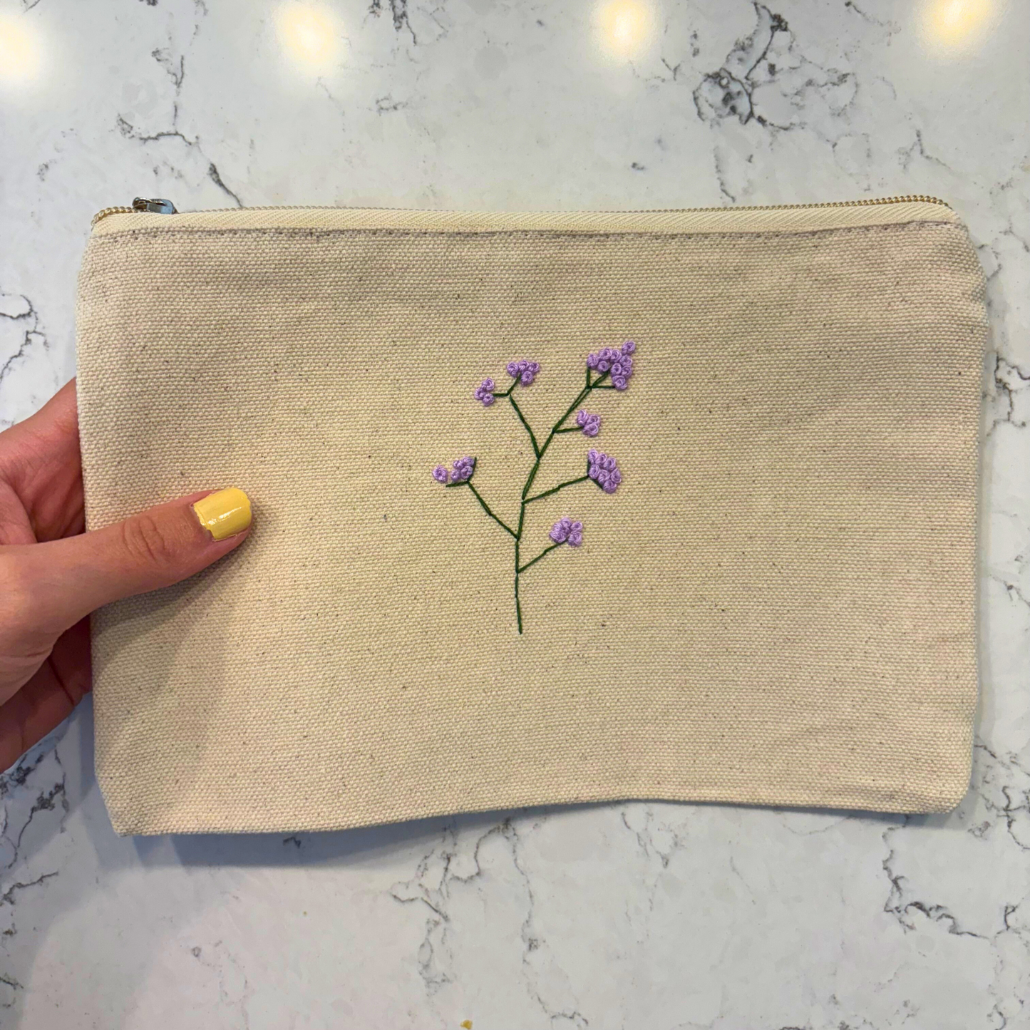 Hand-Embroidered Simple Flower Clutch