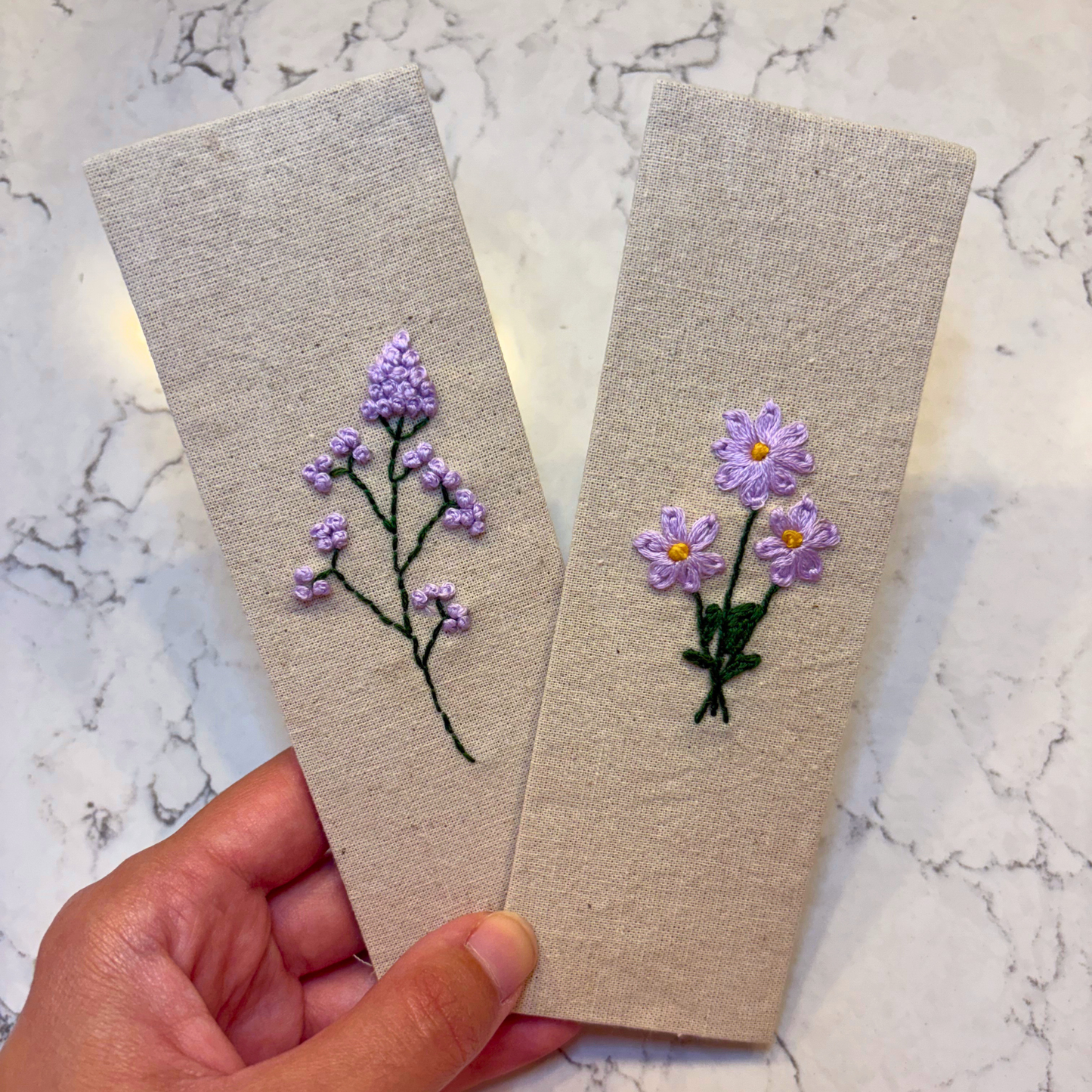 DIY Set of Two Embroidered Bookmark Kit, Beginner Adult DIY Craft Kit