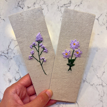 DIY Set of Two Embroidered Bookmark Kit, Beginner Adult DIY Craft Kit