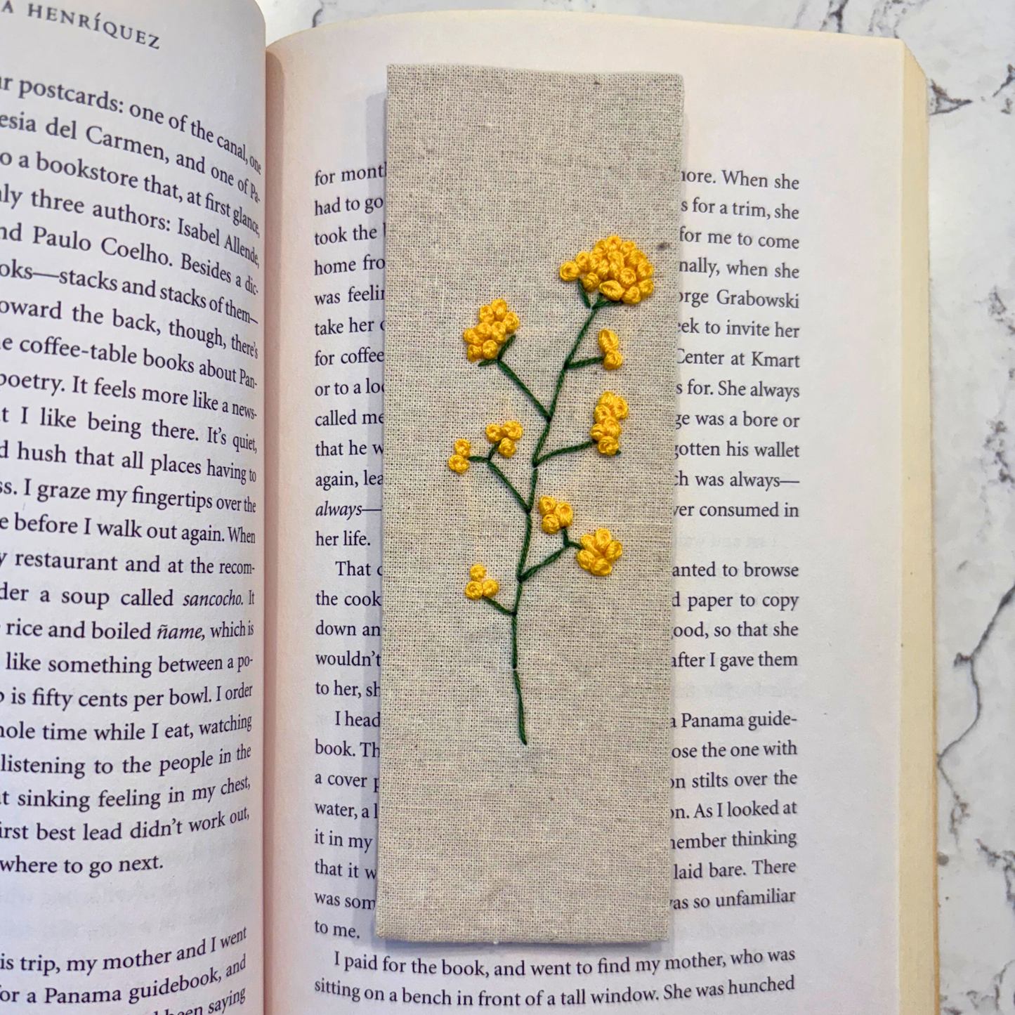 Hand-Embroidered Simple Flower Bookmark