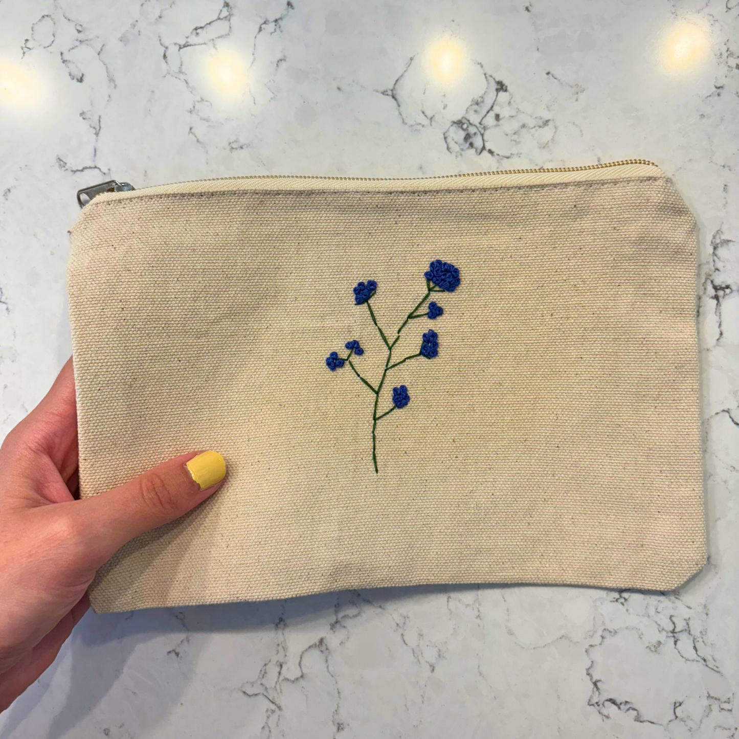 Hand-Embroidered Simple Flower Clutch