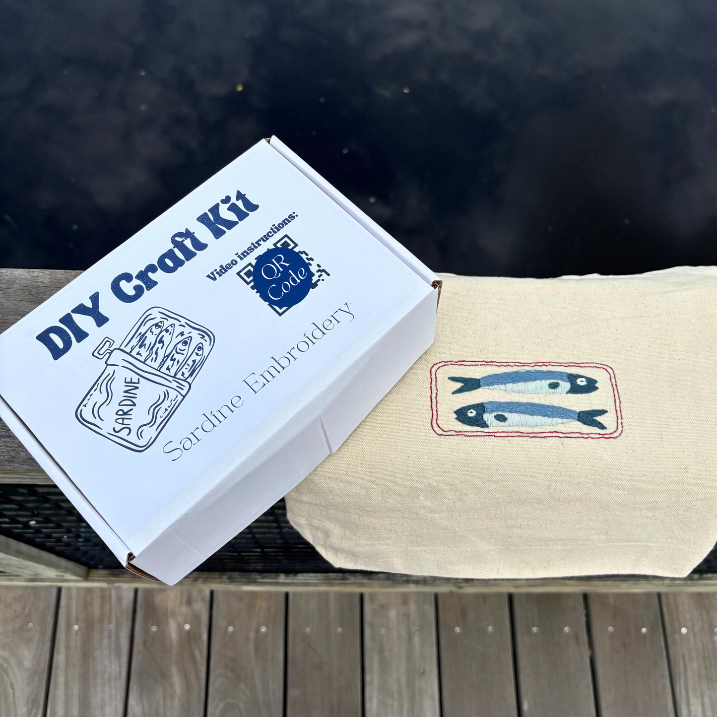 DIY Sardine Embroidery Tote Bag Craft Kit