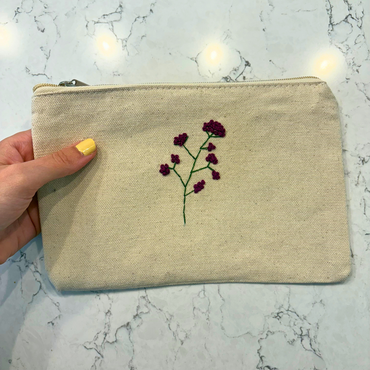 Hand-Embroidered Simple Flower Clutch