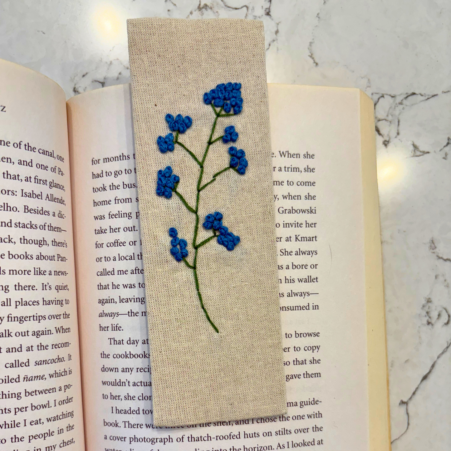 Hand-Embroidered Simple Flower Bookmark