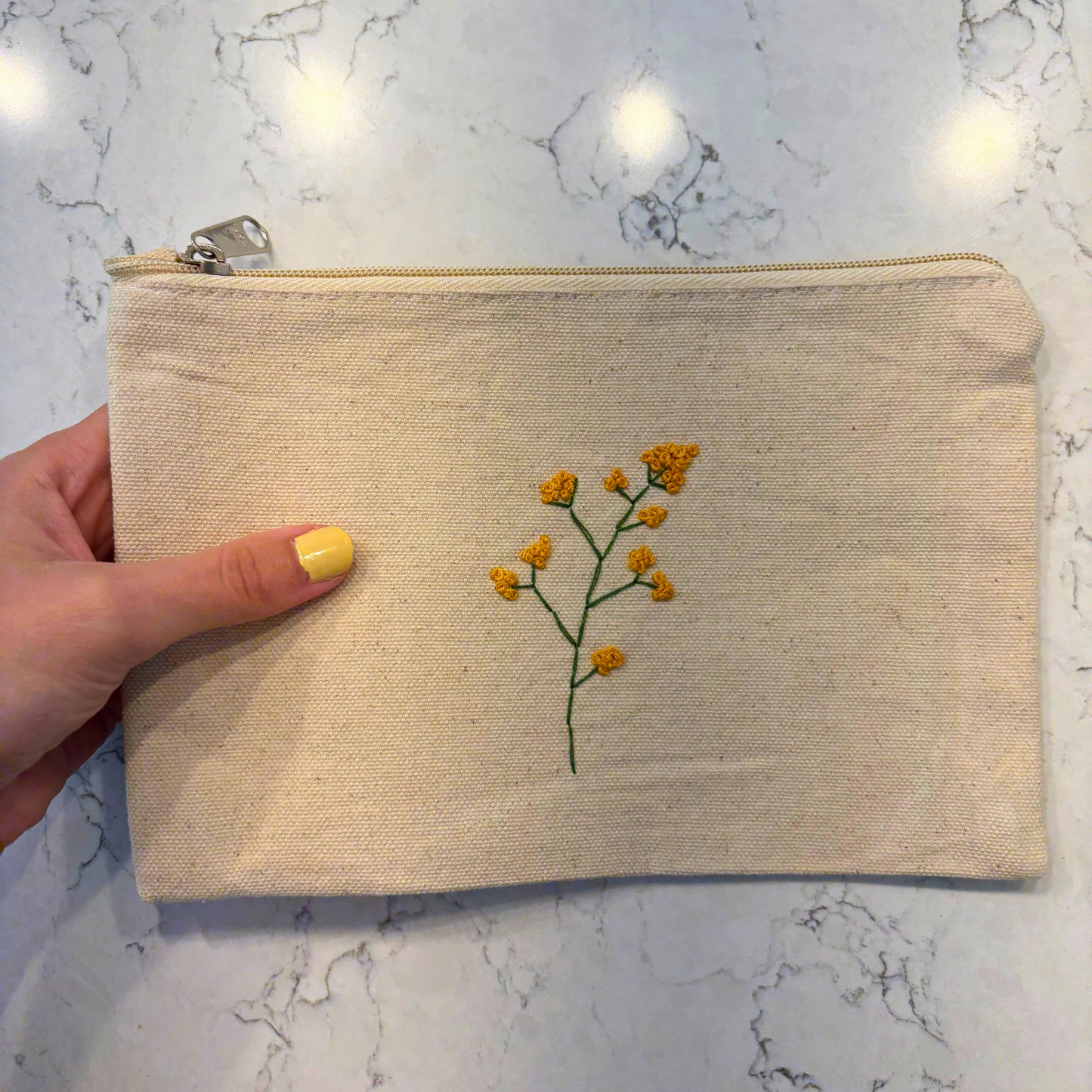 Hand-Embroidered Simple Flower Clutch