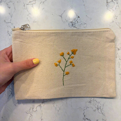 Hand-Embroidered Simple Flower Clutch