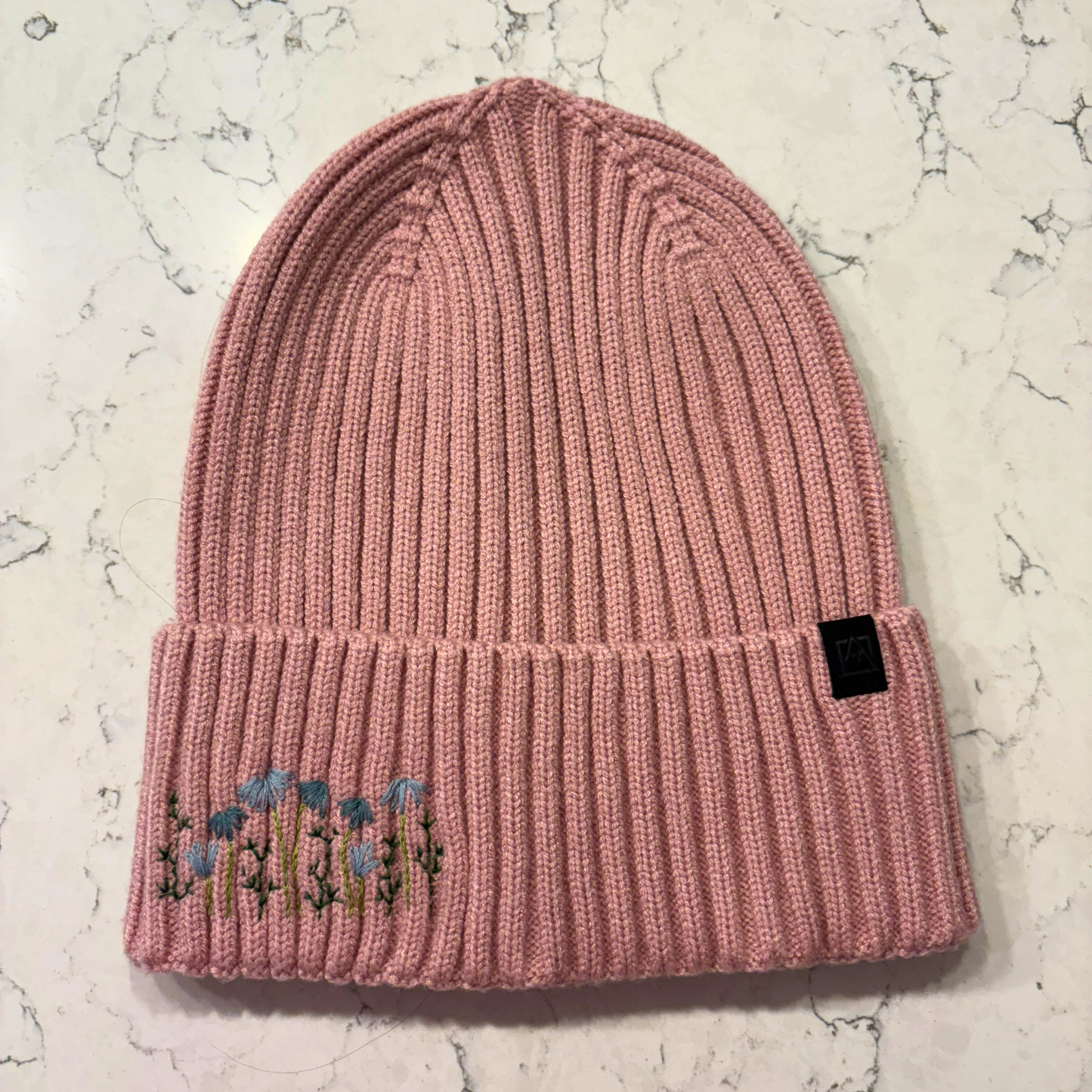 Hand Embroidered Dainty Floral Beanie