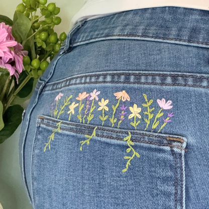 DIY Jean Pocket Floral Embroidery Kit