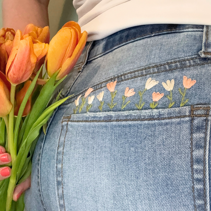 DIY Jean Pocket Floral Embroidery Kit