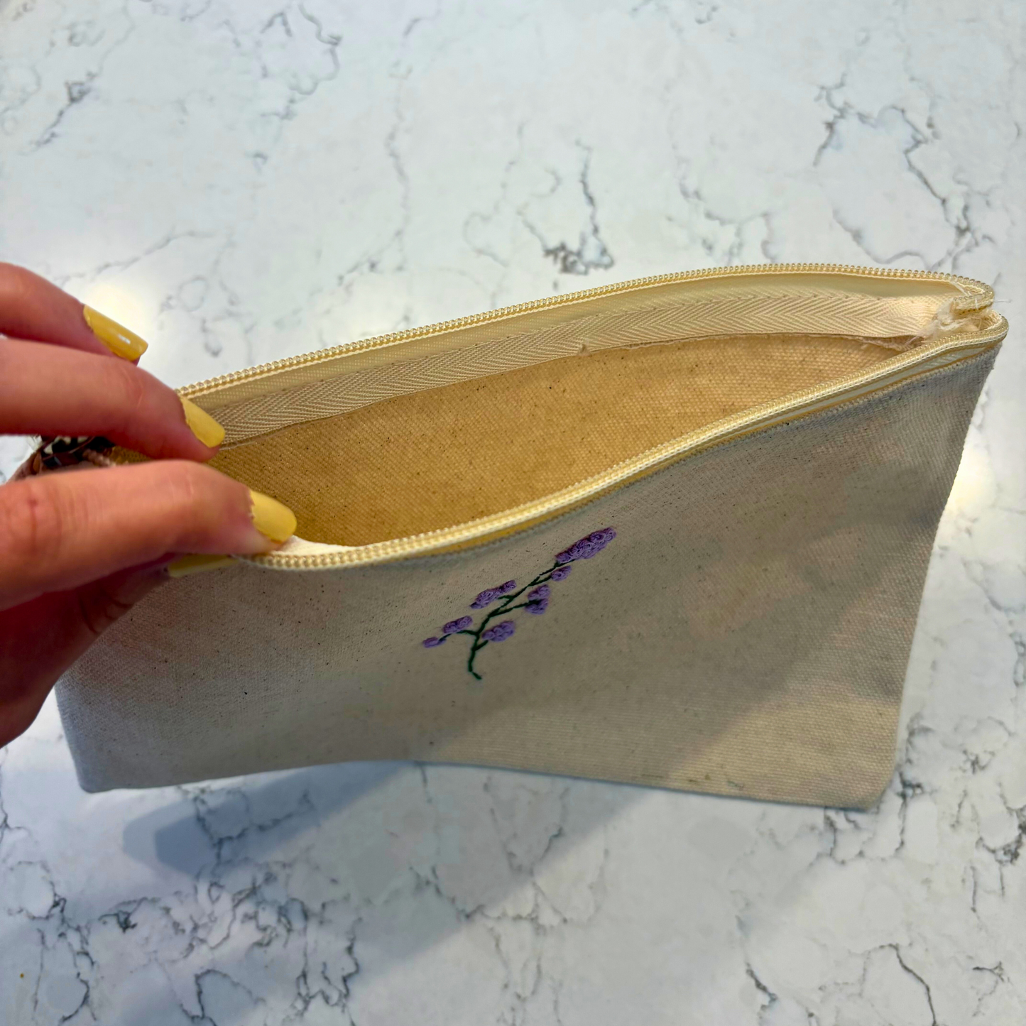 Hand-Embroidered Simple Flower Clutch