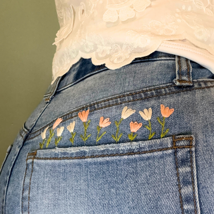 DIY Jean Pocket Floral Embroidery Kit