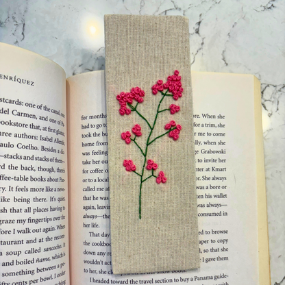 Hand-Embroidered Simple Flower Bookmark