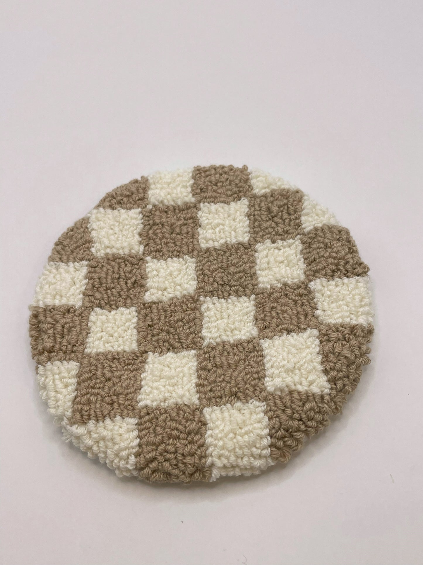 DIY Neutral Checkerboard Mug Coaster Punch Needle Kit