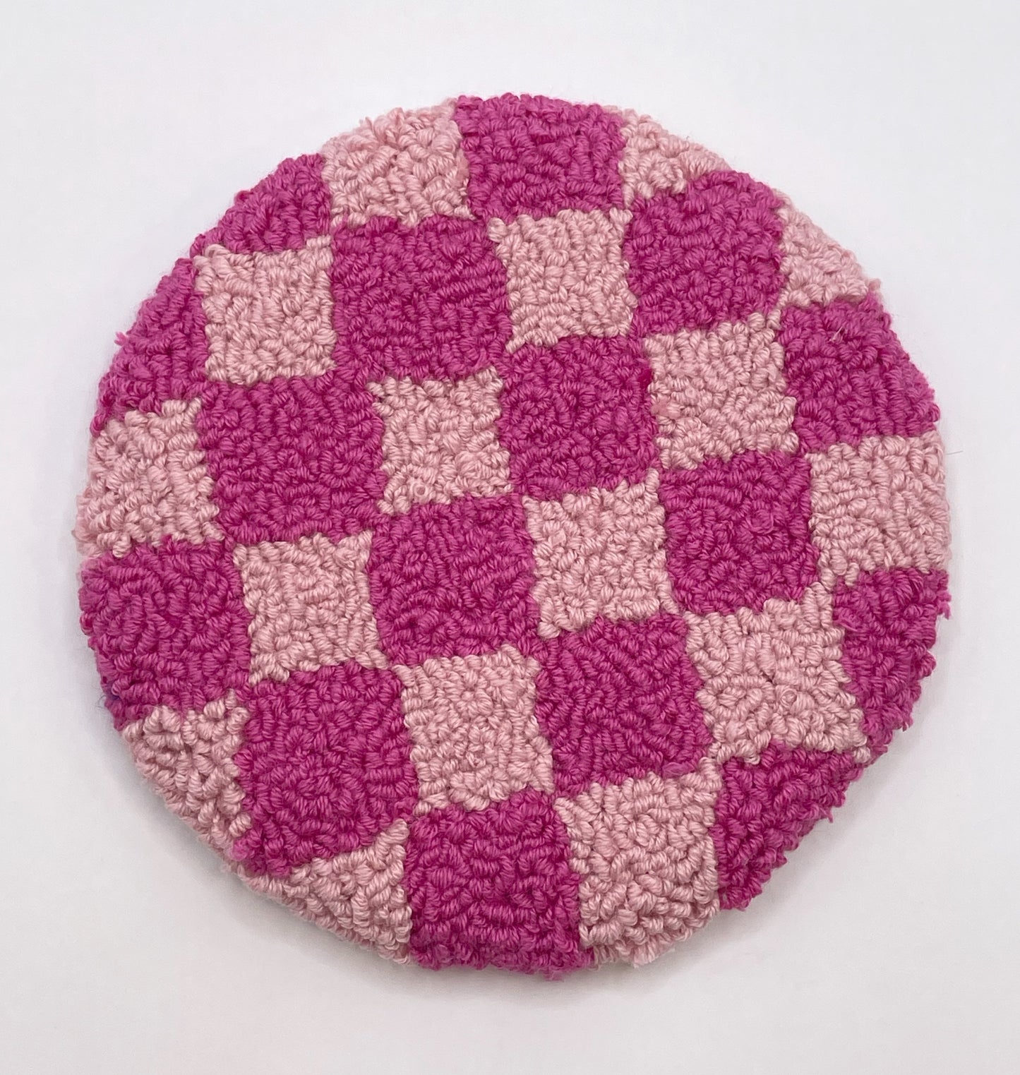 DIY Pink Checkerboard Mug Coaster Punch Needle Kit