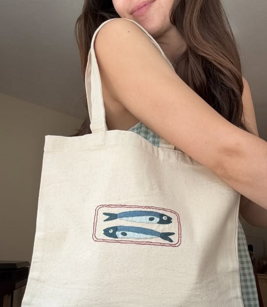 DIY Sardine Embroidery Tote Bag Craft Kit